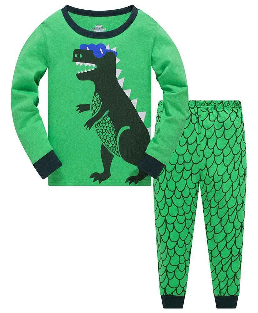 TEDD Boys’ Pyjamas, Dinosaur Long-Sleeve Two-Piece Pyjamas, Kids’ Cotton Pyjama Set, Winter, Christmas Sleepwear, Size 1–12 Years