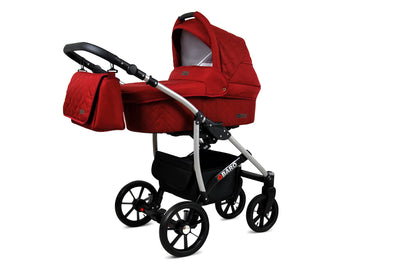 BabyLux® Bambimo Qbaro 3-in-1 Pushchair Set Including Baby Carrycot, Buggy Sports Seat, Car Seat - Car Seat - Pram Set - Combination Pram with Changing Bag, Rain Cover etc. 