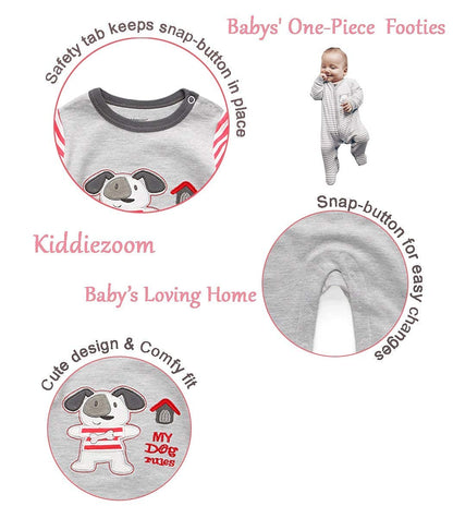 Kiddiezoom Unisex Baby-Jungen Mädchen Schlafstrampler Pyjamas Baumwolle Overalls Strampler, 3er Pack