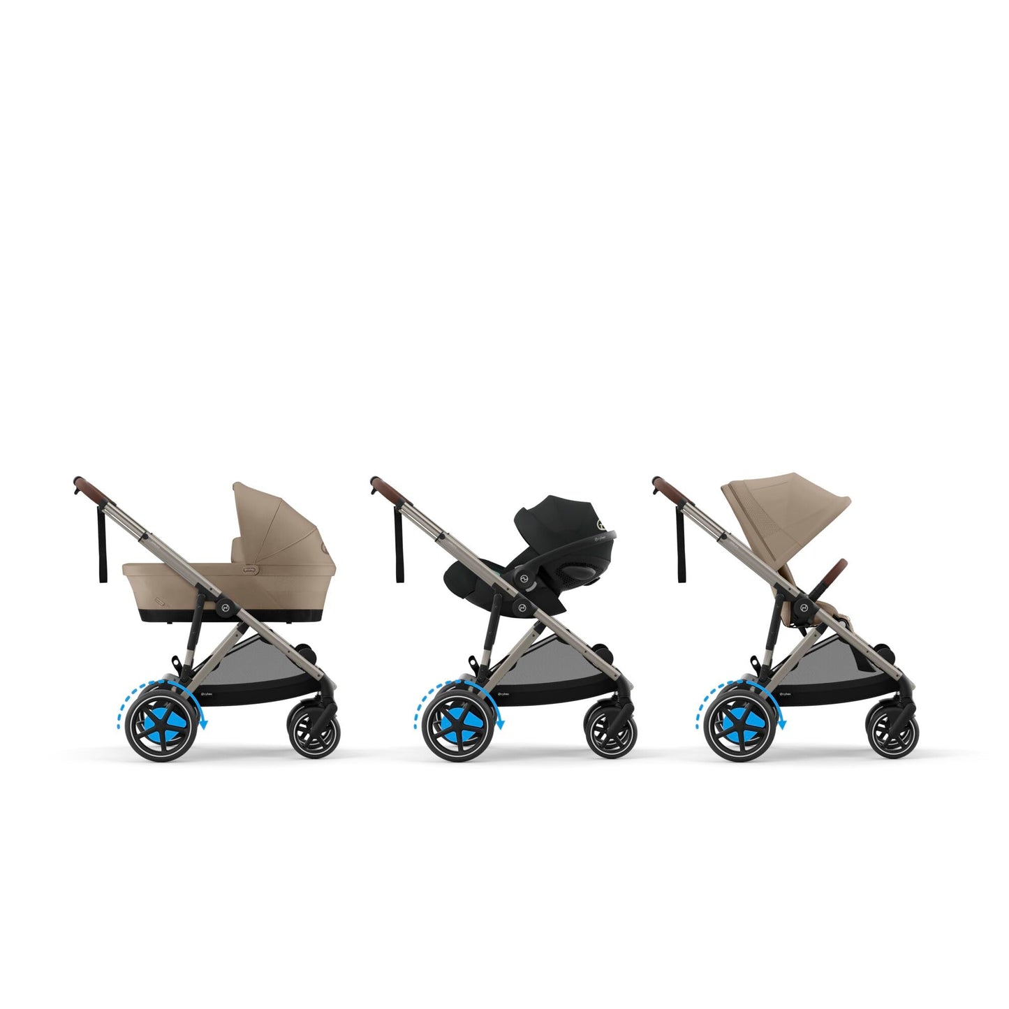 CYBEX Gold Kinderwagen e-GAZELLE S, Ab Geburt bis ca. 4 Jahre, Max. 22 kg (Single-Modus) / 2x 22 kg (Duo-Modus), All-in-1-System mit E-Antrieb und 20+ Konfigurationen, Stone Grey