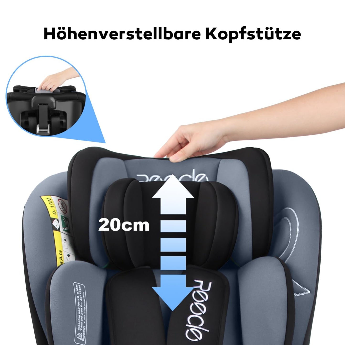 Reecle 360 Drehbar i-Size Kindersitz mit ISOFIX 40-150 cm (0-36 kg) Reboarder, ab Geburt -12 Jahre, ECE R129 - Meloni2