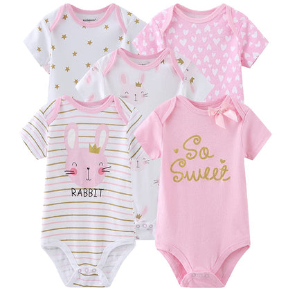 Kiddiezoom Baby-Body, Hose, Kleinkinder, Einteiler, Kleidung, Set, Outfits, für Jungen und Mädchen, Baumwollkappen, Kratzfäustlinge