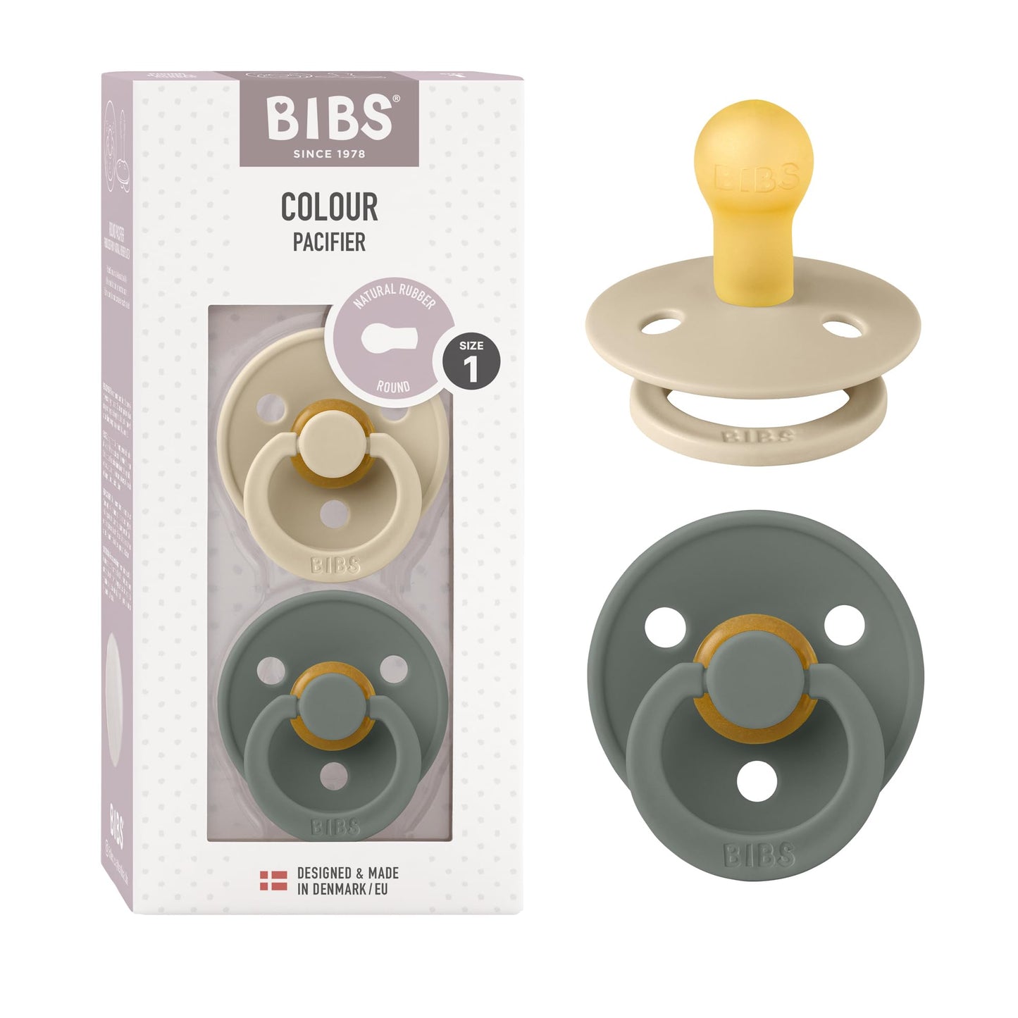 BIBS Colour Schnuller 2er-Pack, BPA-frei, Kirschform Nippel. Naturkautschuk/Latex, Hergestellt in Dänemark. Größe 2 | 6+ Monate | 2-Pack, Coral/Ruby
