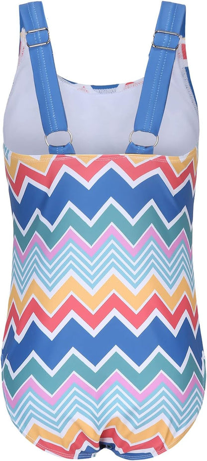 Swimsuit Girls Children One-Piece Swimwear Girls Teenagers Hawaii Elastic Wide Straps Swimsuit 110-164 / 6-16 Years