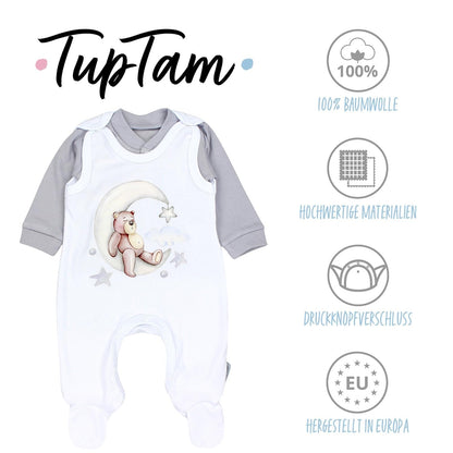 TupTam Baby Mädchen Jungen Strampler mit Langarmshirt Aufdruck Spruch 2 teilig