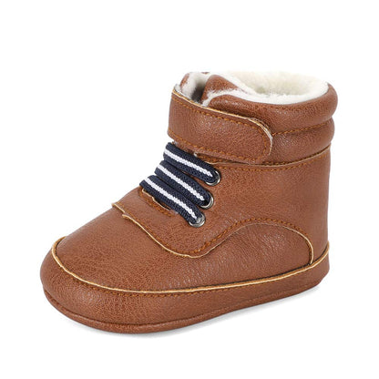 LACOFIA Baby Boys Cowboy Winter Boots Toddler Non-Slip Laces Snow Boots