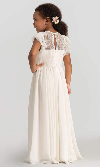 TYHTYM Blumenmädchen Kleid, Festzug, Hochzeit, Spitzenkleid, Abschlussballkleid, Mädchen, Partykleid, Flattern Ärmel, Weiß