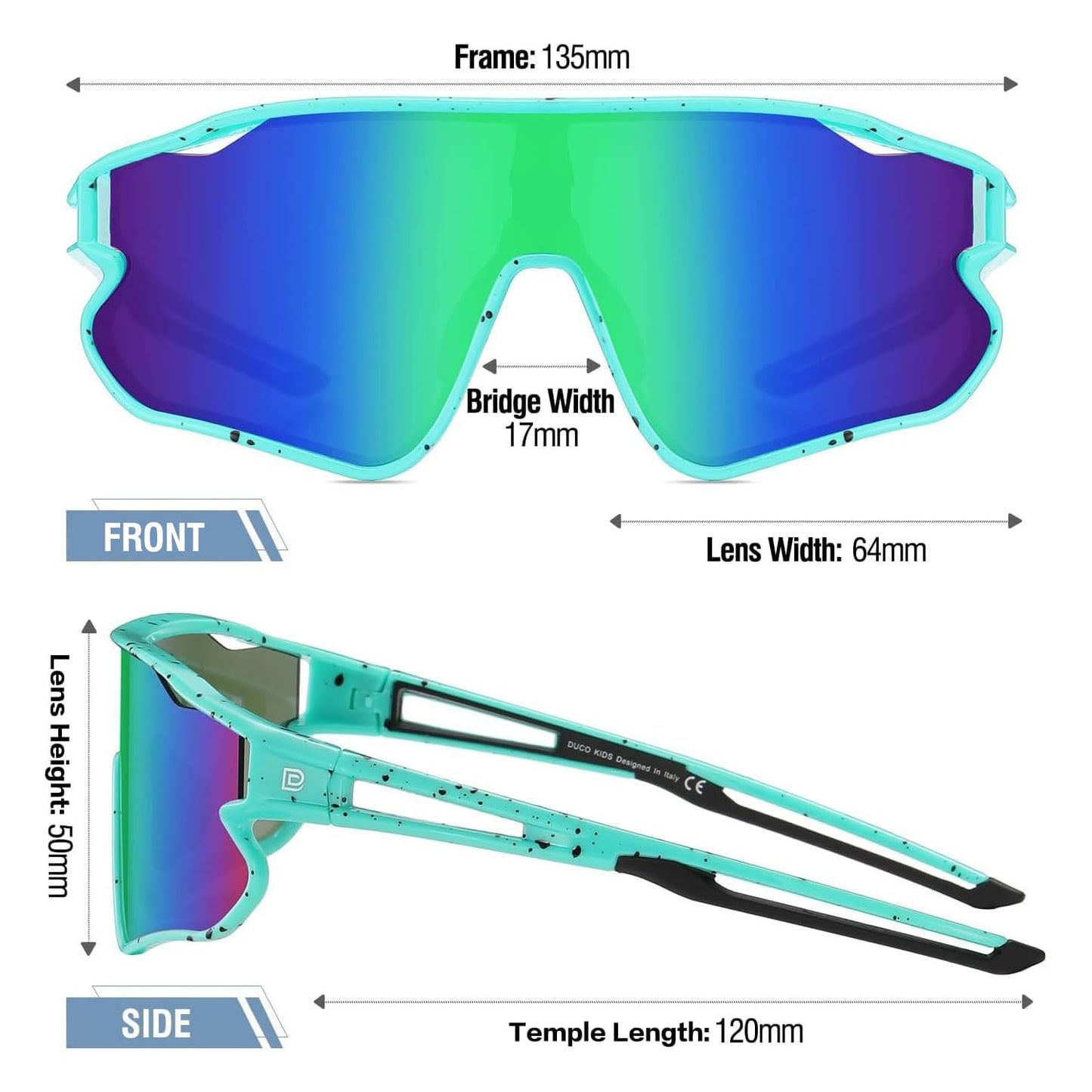 DUCO DK268 Children's Sunglasses Youth Baseball Sunglasses Lightweight TR90 Frame UV400 Sports Cycling Sunglasses for Boys Girls