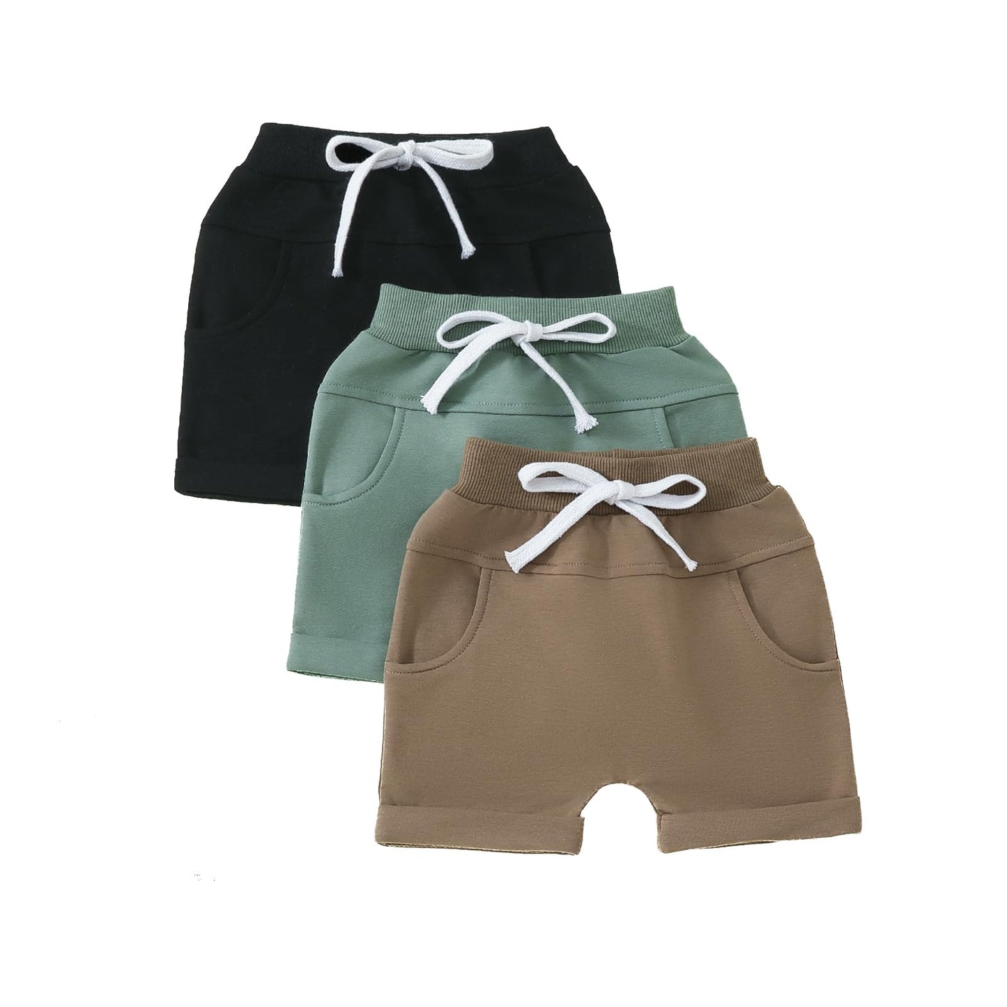 Himllauen Baby Jungen Shorts 3er-Pack Sommer Einfarbig Shorts 0-3 Jahre Kinder Kurze Hosen