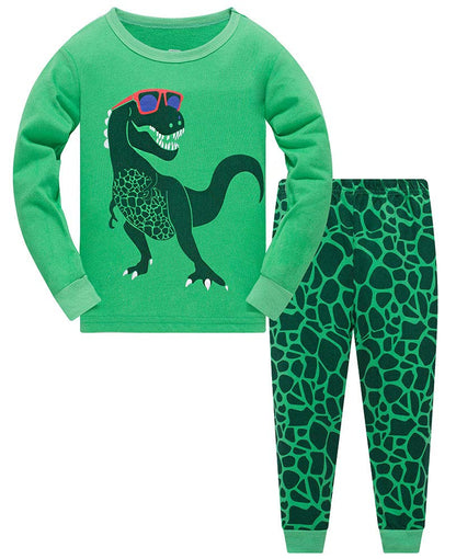 Jungen Pyjamas, Dinosaurier Langarm Zweiteiler Pyjama, Kinder Baumwolle Pyjama Set, Winter, Weihnachten Nachtwäsche, Größe 1–12 Jahre