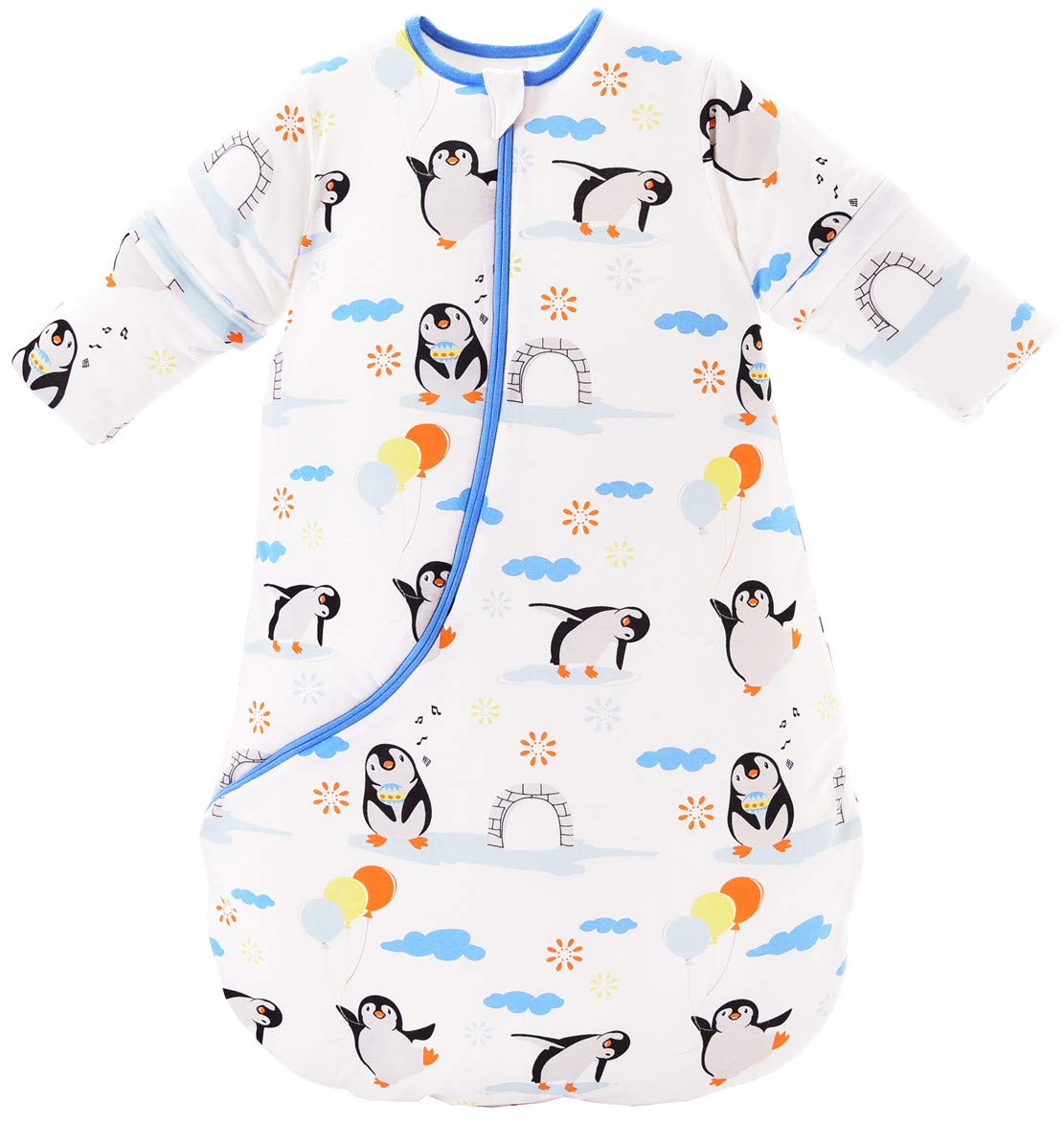 Chilsuessy Baby Sleeping Bag Winter with Removable Long Sleeve Organic Cotton Baby Sleeping Bag Small Children All-Year Sleeping Bag Pyjamas for Boys and Girls, Crown/2.5 Tog, 75-90 cm