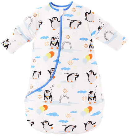 Chilsuessy Baby Sleeping Bag Winter with Removable Long Sleeve Organic Cotton Baby Sleeping Bag Small Children All-Year Sleeping Bag Pyjamas for Boys and Girls, Crown/2.5 Tog, 75-90 cm