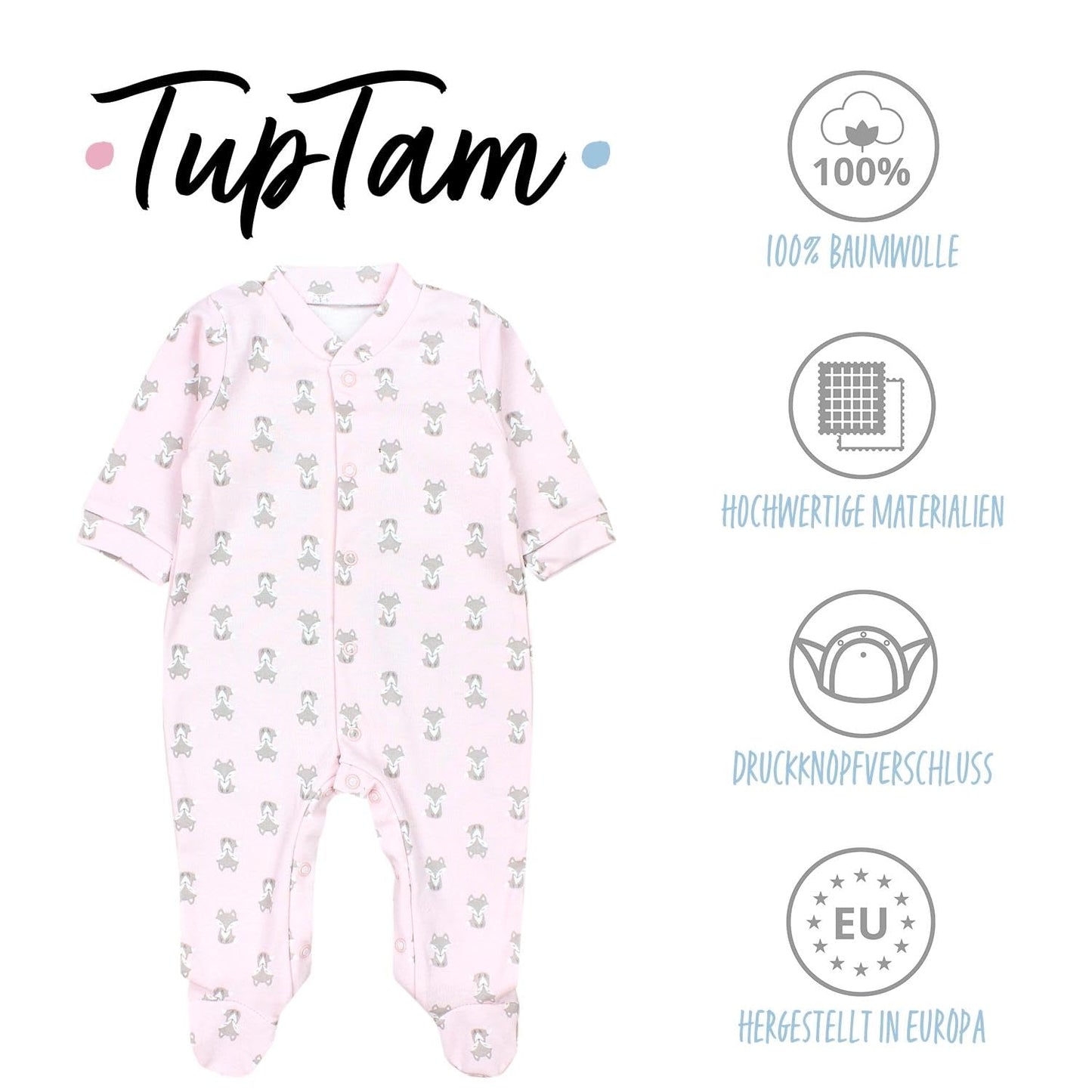 TupTam Baby Mädchen Schlafstrampler mit Fuß 3er Pack