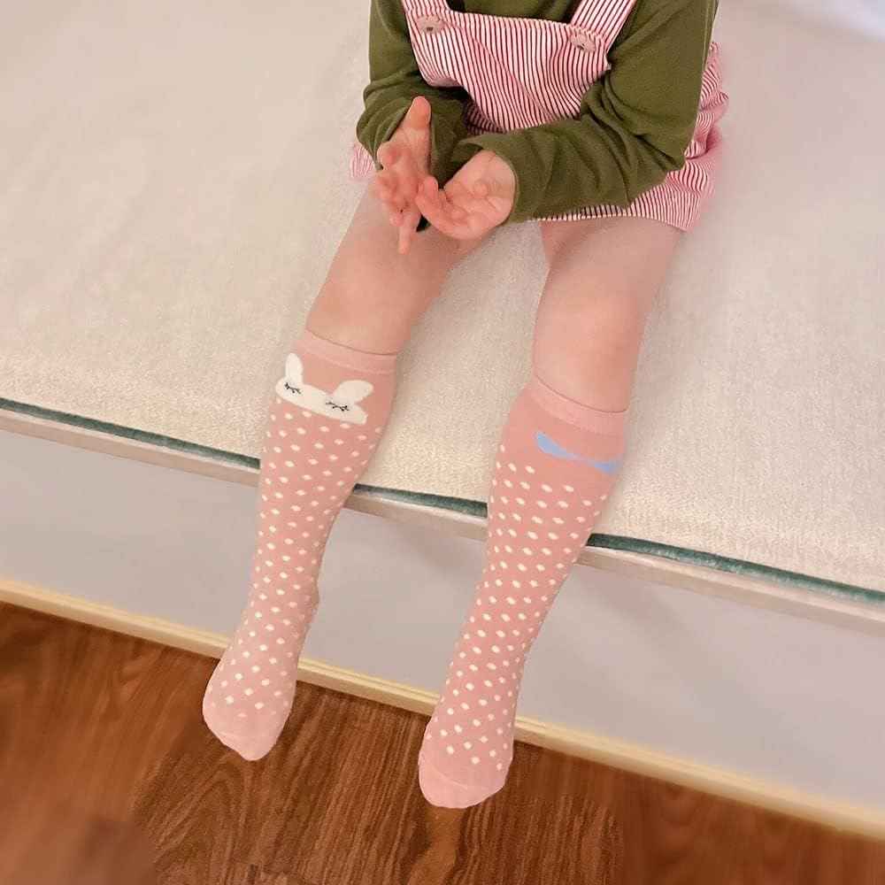 Pack of 6 Baby Toddler ABS Non-Slip Socks Knee-Length Knee Socks Cotton