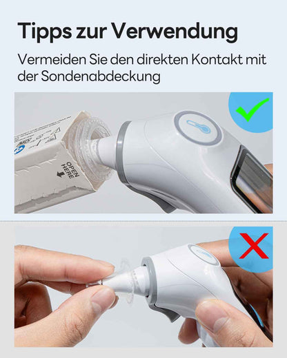 Fieberthermometer Ohr für Erwachsene & Kinder, 1s Ergebnis Hochpräzise Ohrthermometer, 30 Speicher Abrufen, 3-Farben-Fieber-Alarm, mit 21 Einweg-Sonde Abdeckungen & Aufbewahrungsbox (LCD-Transparente)