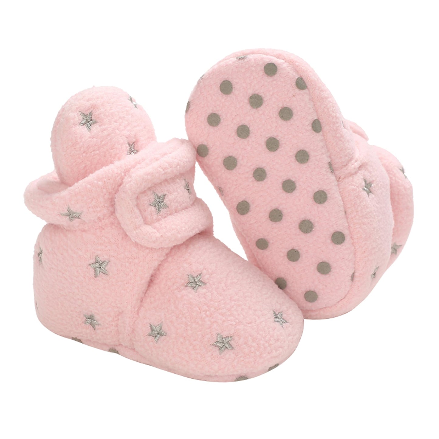 Newborn Warm Winter Booties, Organic Cotton Lining and Non-Slip Stripes, Booties, Sock Shoes for Winter with Soft Sole, Crawling Shoes, Size 0 - 18 Months, Baby Boys and Girls, Prewalker and Toddler Shoes
