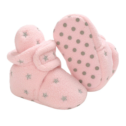 Newborn Warm Winter Booties, Organic Cotton Lining and Non-Slip Stripes, Booties, Sock Shoes for Winter with Soft Sole, Crawling Shoes, Size 0 - 18 Months, Baby Boys and Girls, Prewalker and Toddler Shoes
