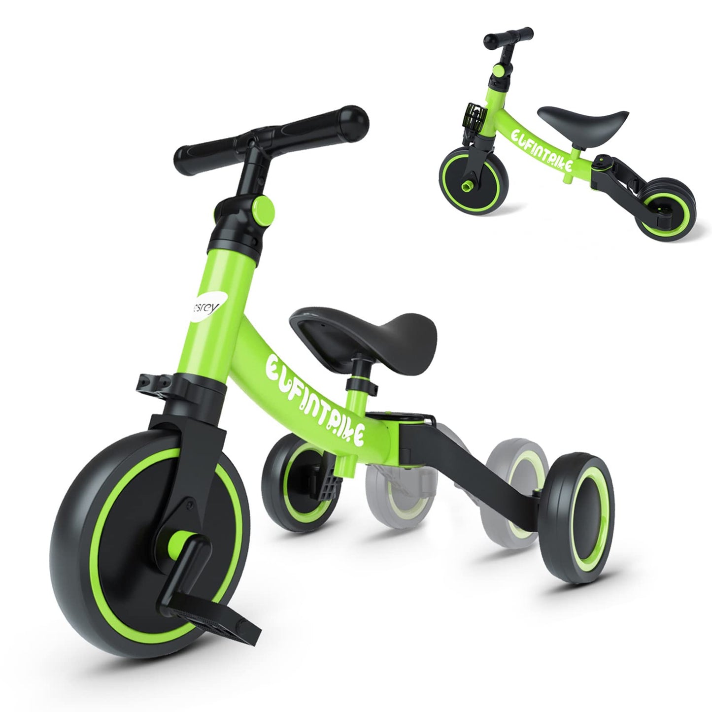 besrey 5 in 1 Laufräder Laufrad Kinderdreirad Dreirad Lauffahrrad Lauflernhilfe für Kinder ab 1 Jahre bis 4 Jahren (Schwarz) - Meloni2
