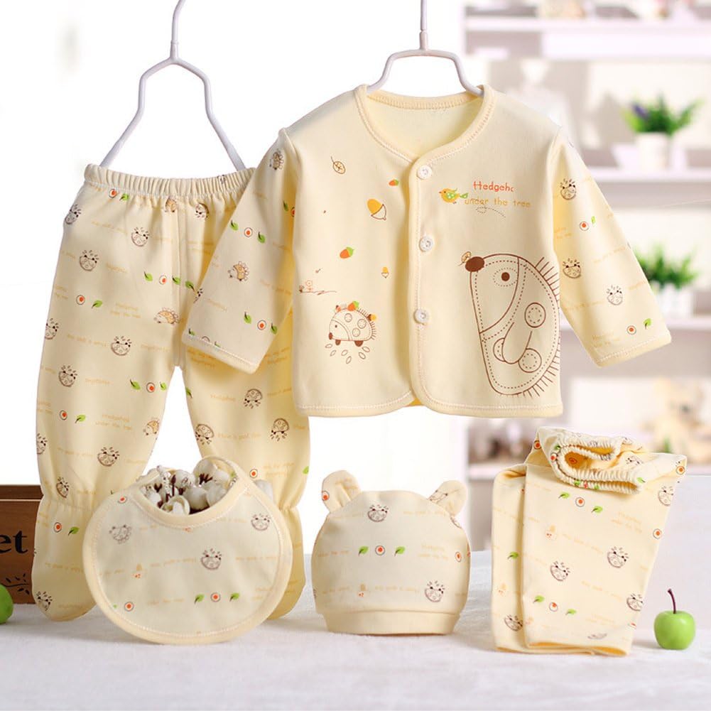 5 Stück Neugeborenen 0-3 M Jungen Mädchen Baby Baumwolle Kleidung Tops Hut Hosen Anzug Outfit Sets Eine Größe