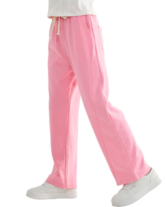 Rolanko Girls' Elastic Waistband Joggers, Loose Fit, Kids' Sports Sweatpants, Casual Comfort 