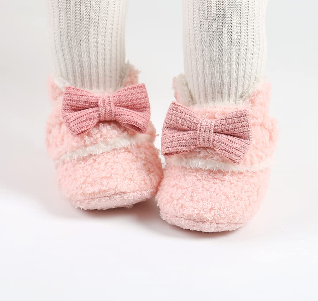 Sehfupoye Toddler Baby Boys Girls Cotton Booties Shoes Striped Soft Sole Newborn First Hiking Shoes Warm Fleece Boots 0-18M
