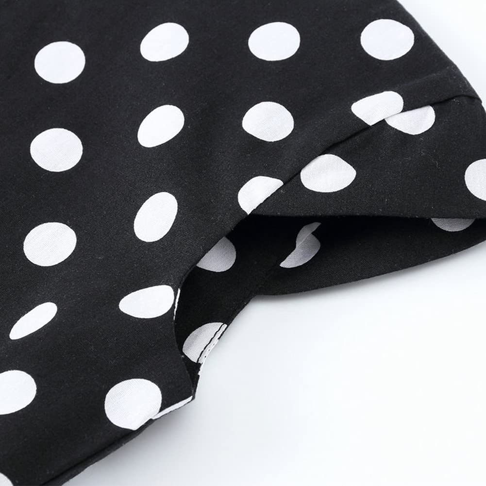 FYMNSI Girls Vintage 1950s Rockabilly Dress Party Dresses Retro Polka Dot Floral Pattern A-Line Party Dresses Pleated Skirt Knee Length for 4-12 Years 