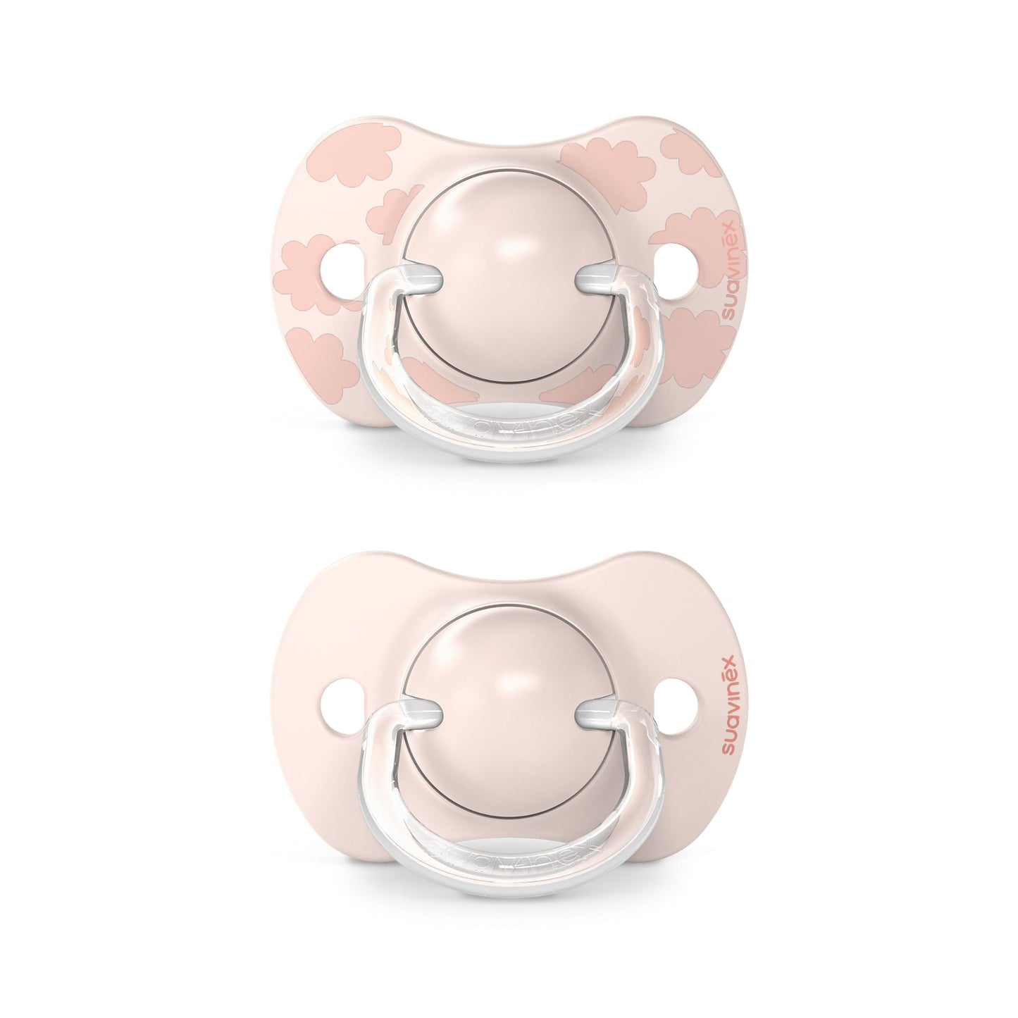 Suavinex, Set mit 2 Schnullern für Babys 0-6 Monate, Symmetrisch, Super weich und flexibel, Dreams Pink, 2er-Pack