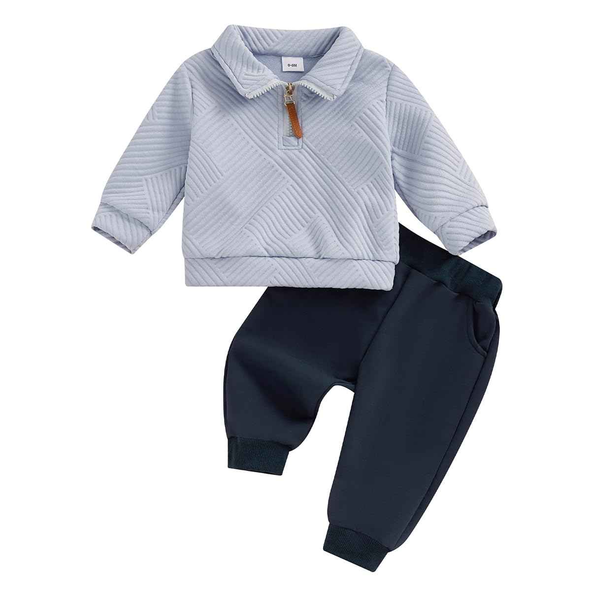 Toddler Baby Boys Clothing Outfits Long Sleeve Turn-Down Collar Plain / Checked Sweatshirt and Trousers 2 Pieces Autumn Winter Tracksuit Set