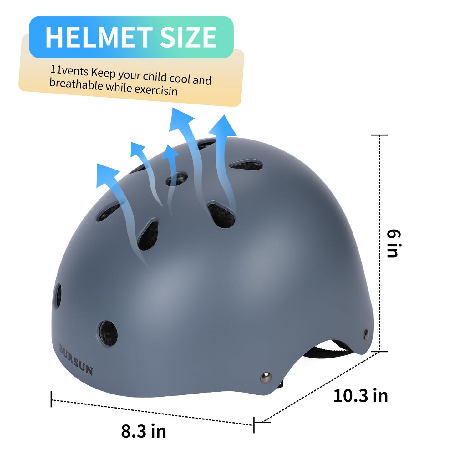 BURSUN Kinder Fahrradhelm Kinderhelm Skaterhelm für Alter 2-16 Jahre Jungen Mädchen, Kinderhelm für Fahrrad Roller Skateboard Scooter Roller Skating