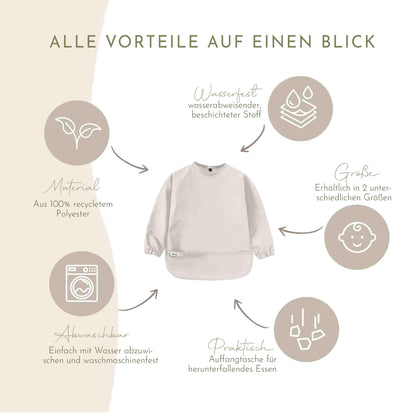 ARTEE Ärmellätzchen beschichtet wasserfest abwischbar Lätzchen mit Ärmeln, Baby, Wasserdichtes Lätzchen, ideal als Geschenk