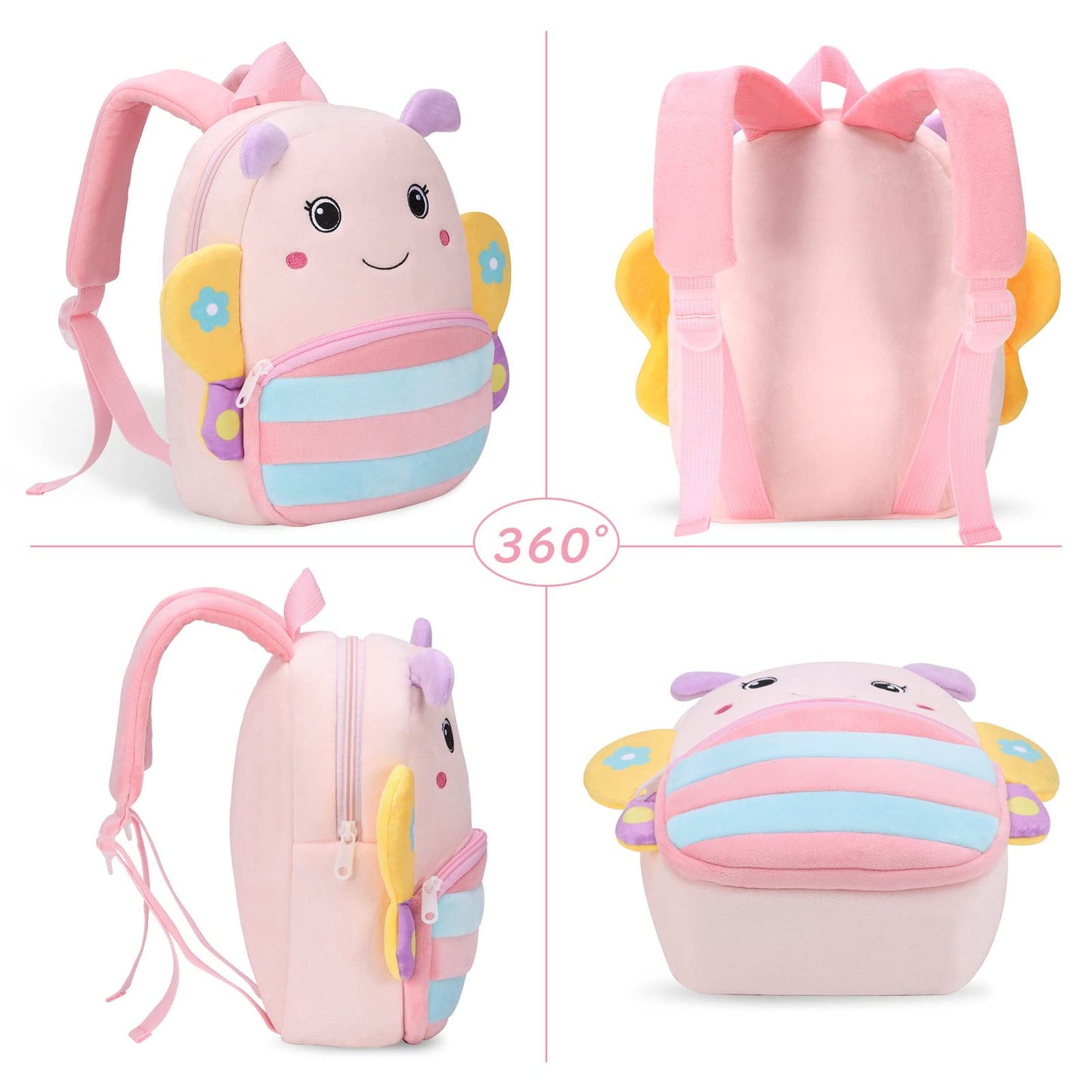 Kinderrucksack Kinder Mini Schulrucksack Tiere Kindergartentasche fur Jungen Madchen Kleinkind (Rosa Kuh)