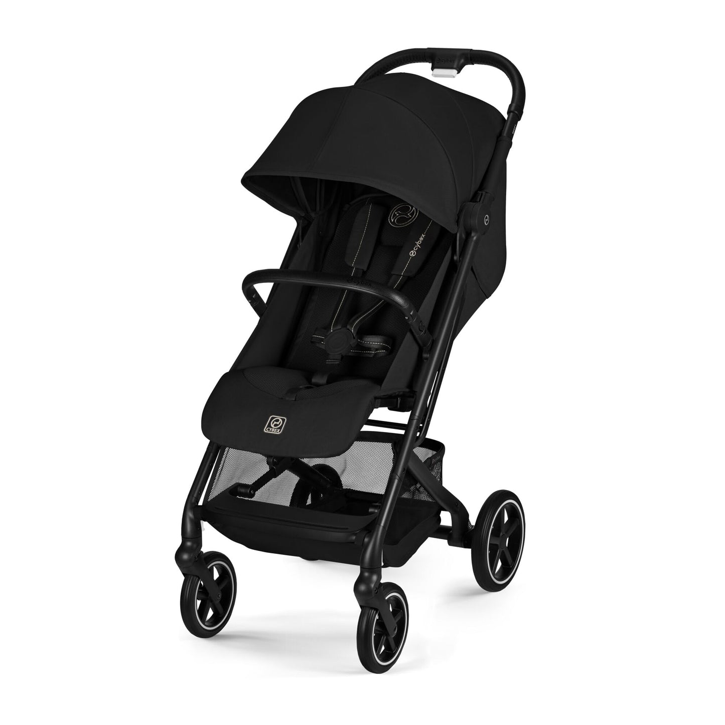 Cybex Gold Kinderwagen Beezy mit One-Pull Harness, Ab Geburt bis ca. 4 Jahre (max. 22 kg), Kompakt und ergonomisch, Magic Black (Schwarz mit schwarzem Rahmen)