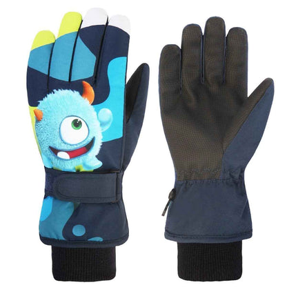 FAYHIJUN Children's Winter Snow Gloves Ski Gloves for 1-13 Years Girls Boys PU Palm Waterproof Windproof Warm Fleece Winter Gloves Cycling Gloves