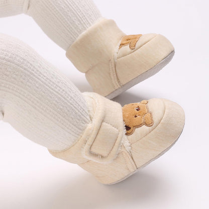 Tolaler Baby Newborn Fleece Booties Unisex, Thickened Lining, Warm Baby Winter Shoes, Adjustable Non-Slip with Soft Sole, Baby Booties/Everyday Wear (0–18 Months)