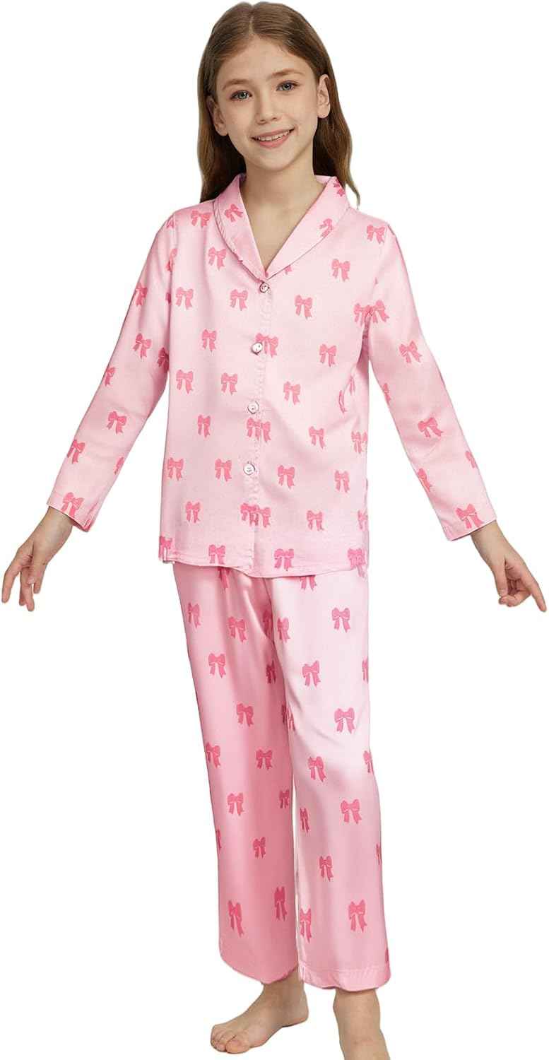 Pyjamas Girls Children, Cute Pyjama Sets, Satin Pyjamas for Girls 5-14 Years