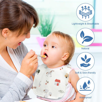 Vicloon Baby Bibs, 8 Pack Soft Absorbent and Waterproof Bibs Dribble Bibs Burp Cloths Baby with Snap Fastener for Baby Boys and Girls Toddlers 