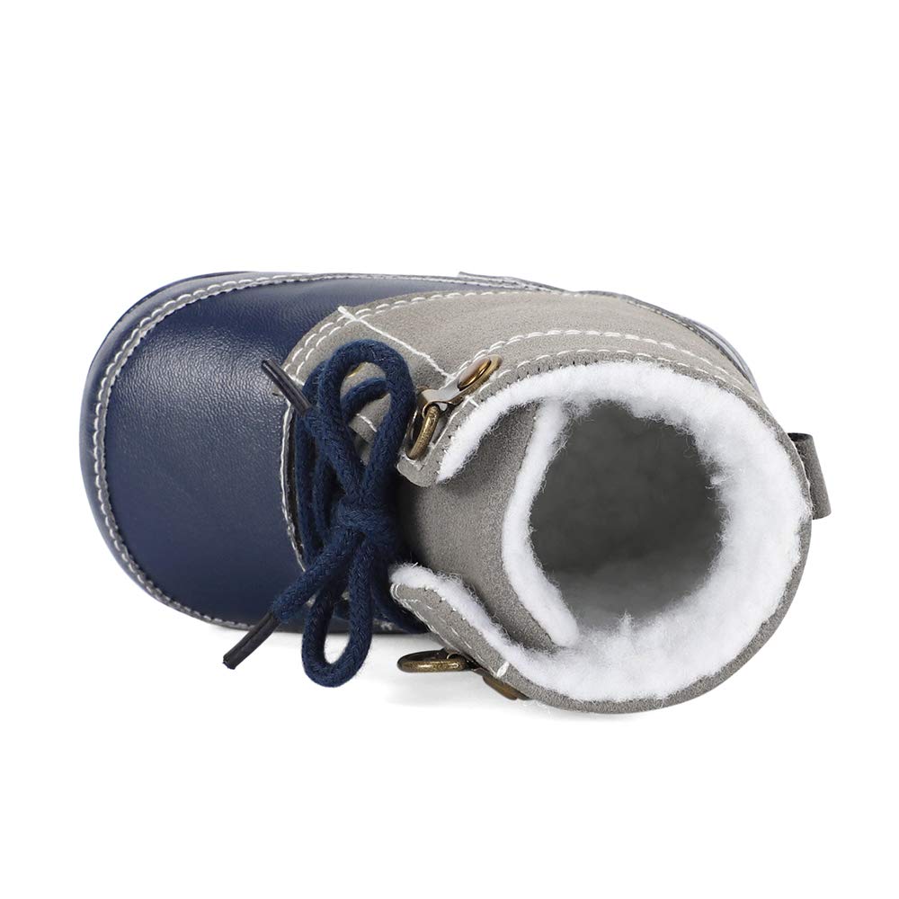 LACOFIA Baby Boys Cowboy Winter Boots Toddler Non-Slip Laces Snow Boots