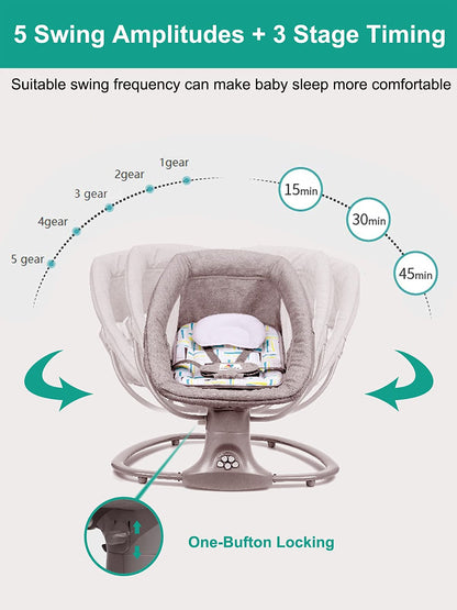 Sianldcone Baby Cradle, Bassinet Baby Toddler Cradle, Baby Bedside Table, Foldable Convertible Co-Sleeping Baby Bed with Music, 5-Swaying Gears (HR00 Pink) 