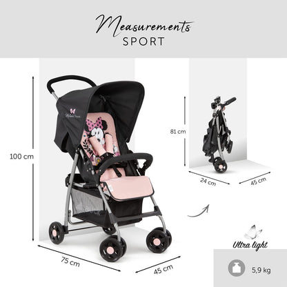 Hauck Lightweight Stroller up to 18 kg with reclining function from birth, small foldaway, sun canopy, large basket - Meloni2