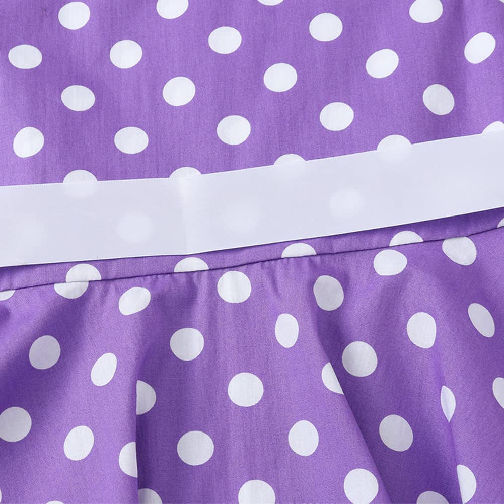 FYMNSI Girls Vintage 1950s Rockabilly Dress Party Dresses Retro Polka Dot Floral Pattern A-Line Party Dresses Pleated Skirt Knee Length for 4-12 Years 