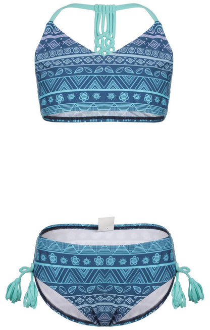 DUSISHIDAN Bikini Kinder Mädchen Zweiteiliger Bademode Süß Badeanzug Zurück überqueren Sommer Swimsuit 110-176