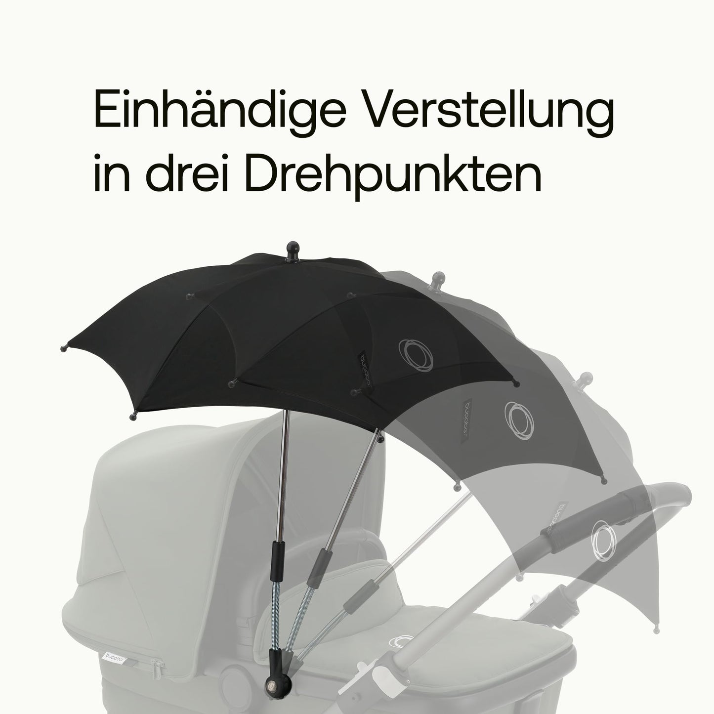 Bugaboo Sonnenschirm+, kompatibel mit allen Bugaboo Kinderwagen, mit UPF 50+ Schutz gegen UV-Strahlen, große Schattenfläche, Verbindung mit einem Klick & leicht verstellbarer Mechanismus, Desert Taupe