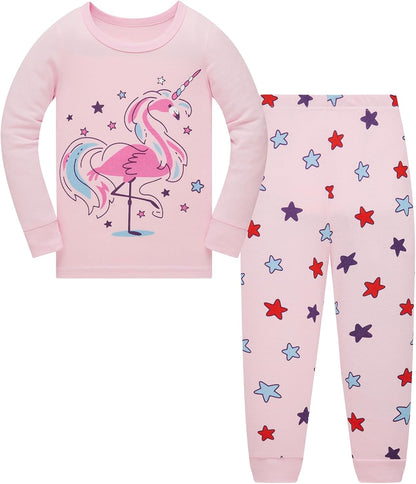 TEDD Girls' Pyjamas, Cotton, Cute, Unicorn, Long Sleeves, Two-Piece Pyjamas Set, Kids’ Sleepwear, Winter, Christmas, Sizes 1-12 Years