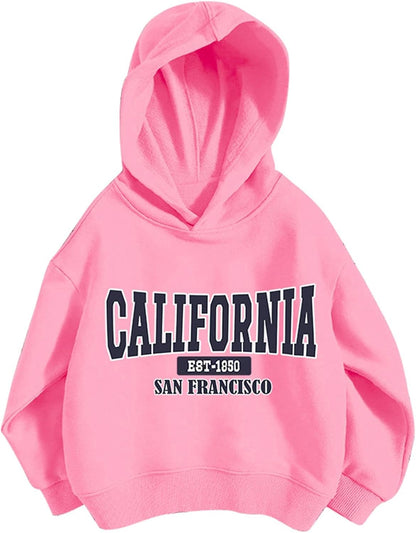 Pullover Mädchen Hoodie Niedlicher Katzen-Druck Lässig Locker Kapuzenpullover Frühling Herbst Langarm Pullover Sweatshirt mit Kapuzen Langarmshirt Oberteile für 3-12 Jahre