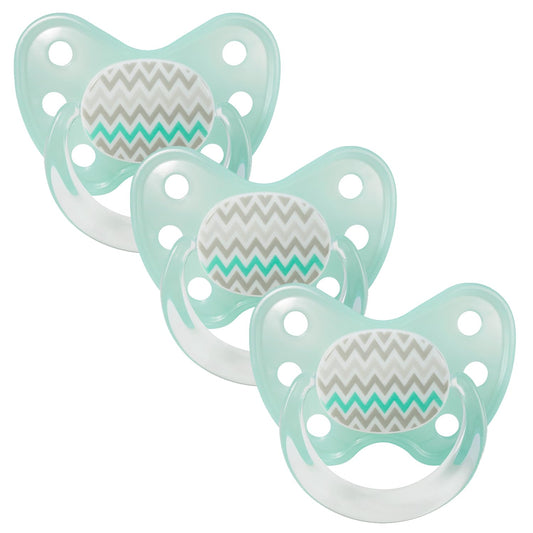 dentistar Silikon Schnuller 3er-Set - Größe 2, 6-14 Monate - Zahn- & kieferfreundlicher Nuckel mit Dental-Stufe – BPA-frei – Made in Germany - Regenbogen, Lila