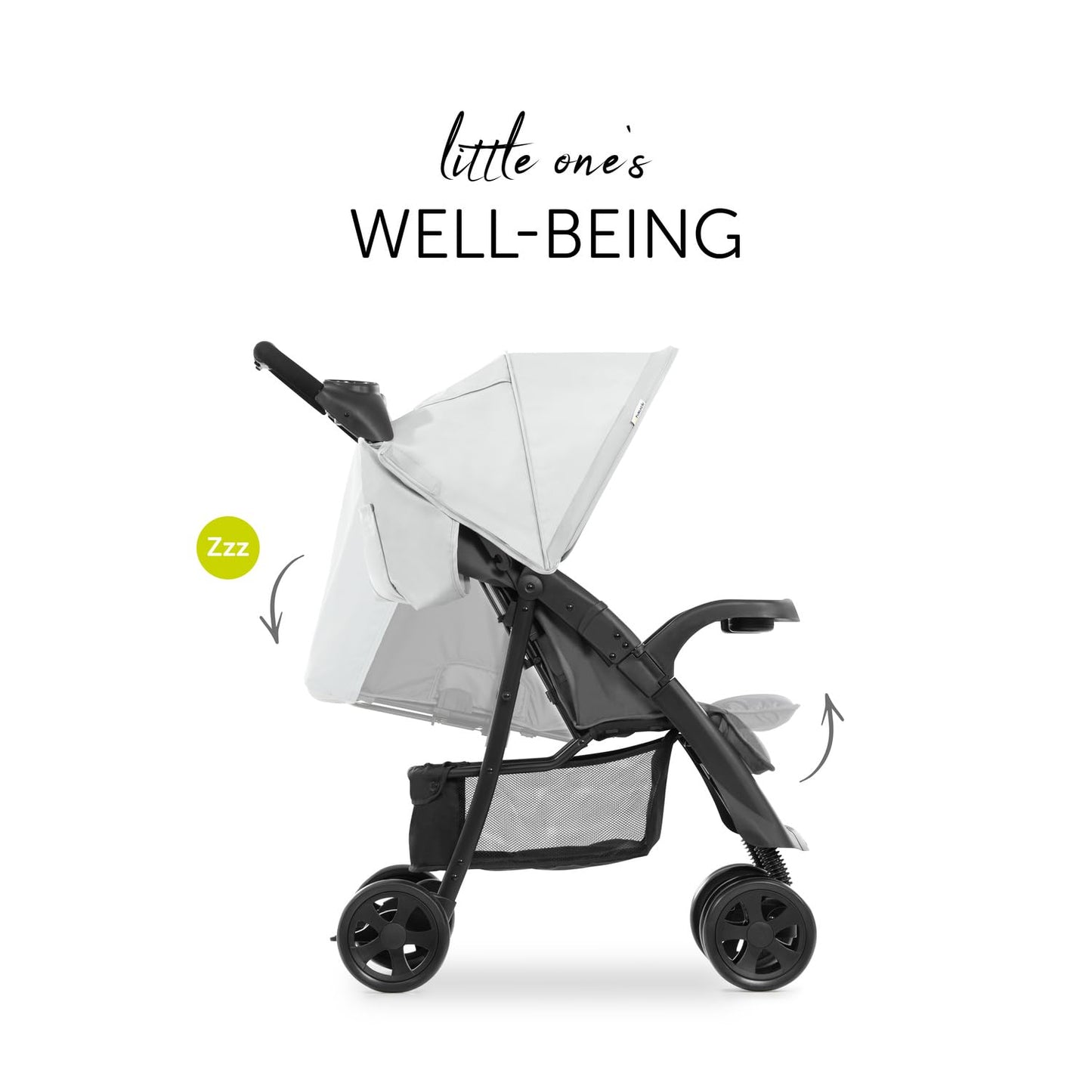 hauck Shopper Neo II, Schwarz Grau - Kinderbuggy mit Liegeposition ab Geburt bis 22 kg, 2x Tablett mit Getränkehalter, Einhändig Klein Zusammenklappbar, Tasche im Verdeck, XL Korb