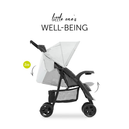 hauck Shopper Neo II, Schwarz Grau - Kinderbuggy mit Liegeposition ab Geburt bis 22 kg, 2x Tablett mit Getränkehalter, Einhändig Klein Zusammenklappbar, Tasche im Verdeck, XL Korb