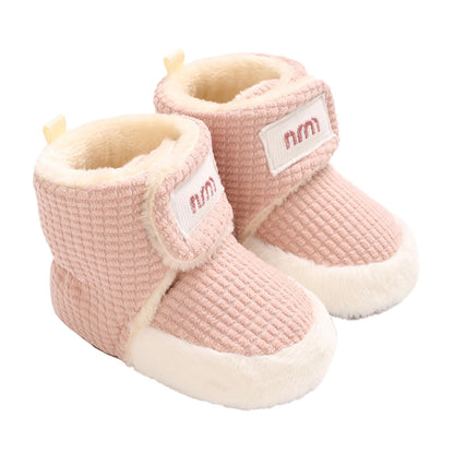 TMEOG Baby Winter Shoes Thermal Baby Shoes Crawling Shoes Fleece Baby Boots Non-Slip Warm Booties Baby Boots Lined Newborn Walk Shoes for Girls Boys 0-18 Months