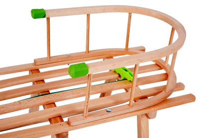 GaGadumi Holzschlitten 90 cm mit Rückenlehne und Zugseil langlebiger Rodel Schneeschlitten Davoser Schlitten für Kinder und Erwachsene Holzrodel FSC Holz