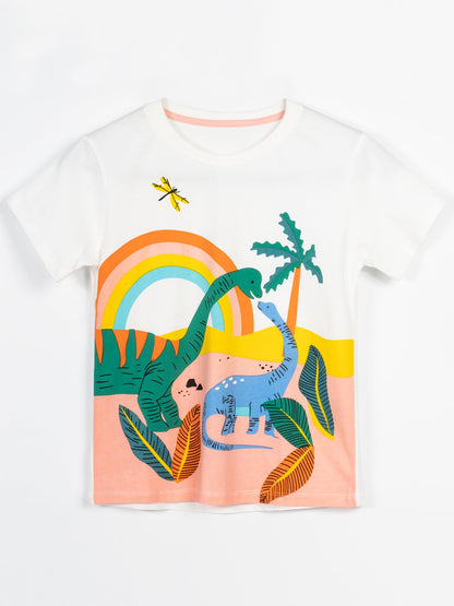 YOUNGSOUL Jungen T-Shirt Dinosaurier Kinder Kurzarm Tee Shirt Sommer Tops 3er-Pack
